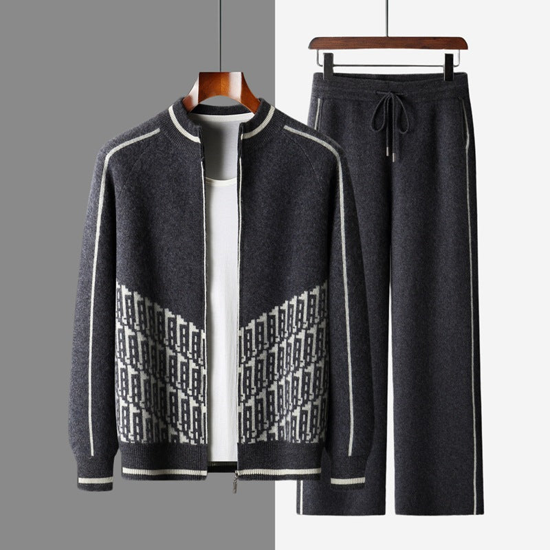 Middle-aged Dads Spring Western-style Coat And Sportswear Set