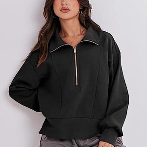 Women's Half Zipper Pullover Long Sleeve Sweater
