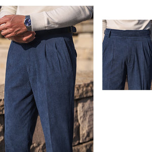 Retro Corduroy Pants For Men With High Waist