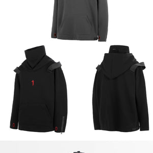 Functional And Trendy High Necked Hooded Woven Hoodie