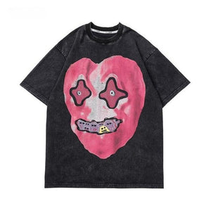 Retro Washed Distressed Loose Casual Heavy Cotton Short Sleeve