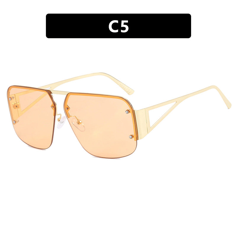 Fashion Retro Semi-rimless Square Sunglasses