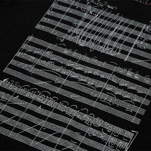 T-period Digital Note Print Loose Couple Matching Short Sleeved Design