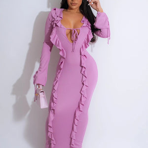 Pure Color Tied Stringy Selvedge Dress