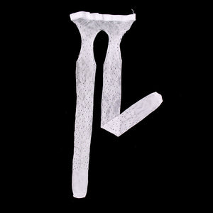 Rhinestone Quartz Four Sides Carved Empty Fishnet Stockings Crotch Free