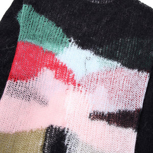 Autumn New Color Matching Hollow Out Knitwear Sweater