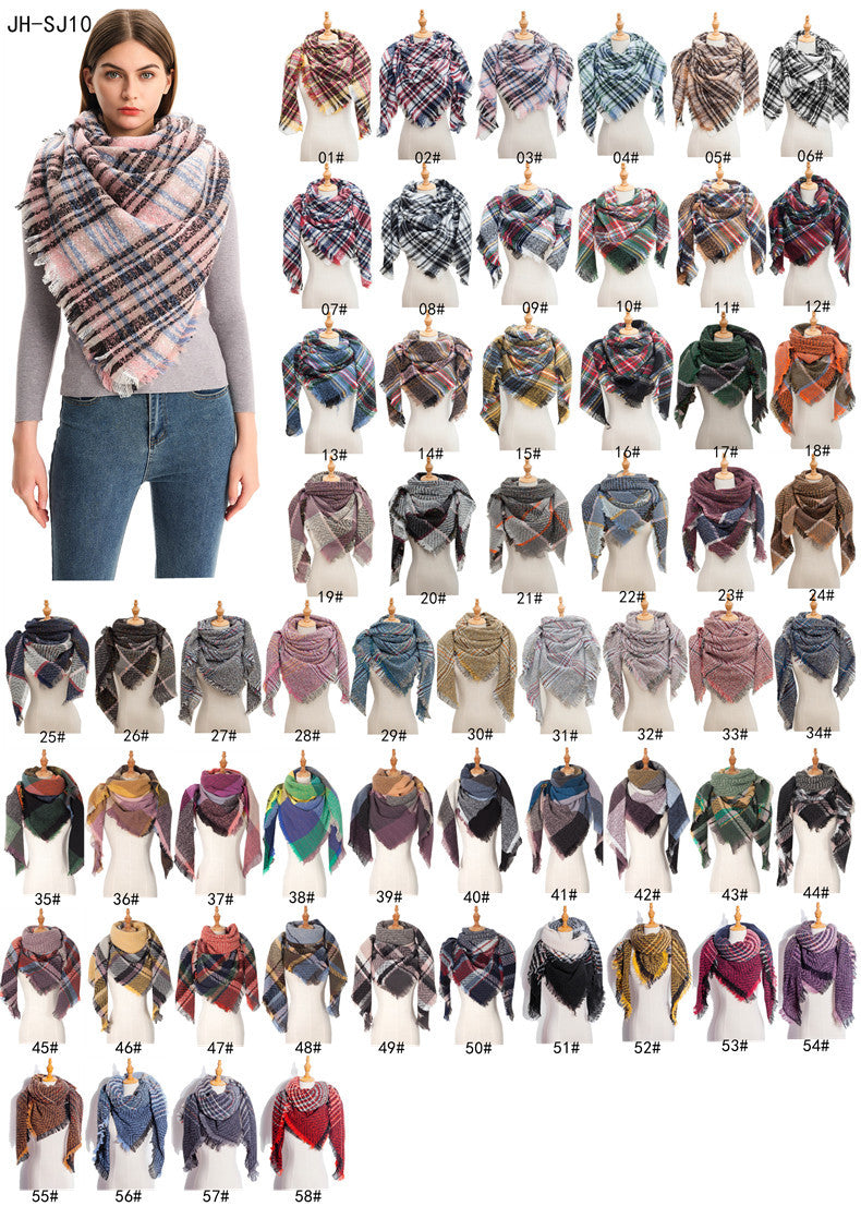 Shawl Scarf Autumn And Winter Large Plaid Triangle