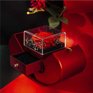 Fashion Jewelry Box Red Apple Christmas Gift Necklace Eternal Rose
