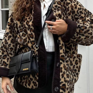 Women's Winter Leopard Print Casual Loose Jacket