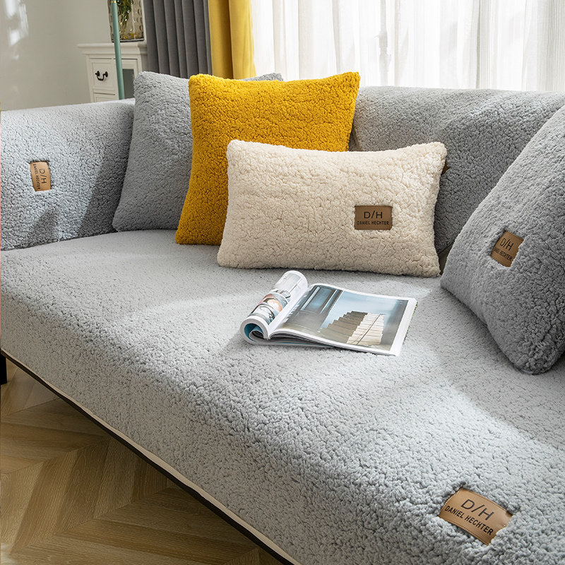 Winter Lamb Wool Sofa Towel Thicken Plush Soft And Smooth Sofa Covers