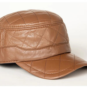 First Layer Sheepskin Hat Men's Rhombus Dome Peaked Cap