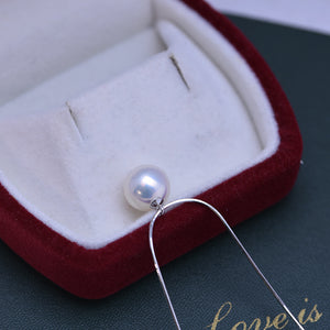 Water 9-10mm White Perfect Circle Fine Micro Flaw Pearl Pendant Female S925 Silver Snake Bone Necklace Adjustable