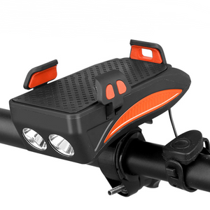 Motorcycle Bicycle Phone Holder Support Charging For Cell Phone With Bike Bell Power Bank Bicycle Front Lamp Flashlight