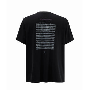 T-period Digital Note Print Loose Couple Matching Short Sleeved Design
