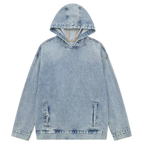 Versatile Casual Hooded Denim Hoodie
