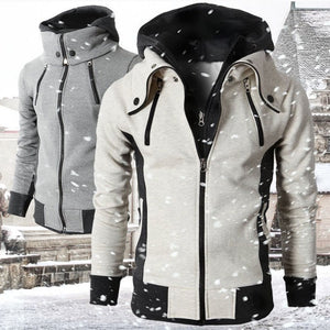 Men's Zip UP Hooded Jacket Two Piece Sports Cardigan Casual Slim Sweatshirt Jacket