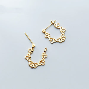S925 Silver Ear Clip Female Hollow Flower