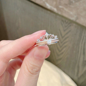 Castle Fireworks Moissanite Ring Crown White Rose Two-color Gold One Multi-wear Twin Women