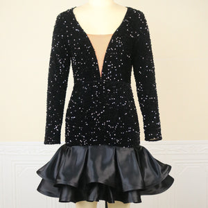 See-through Deep V-neck Sequins Dress Banquet Ball Party Short Dress