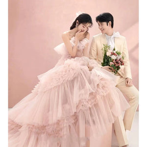 Street Photography Pettiskirt Colored Mesh Temperament Banquet Light Wedding Dress