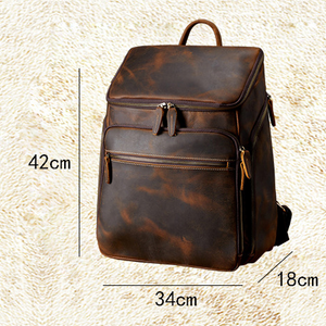 Cowhide Vintage Backpack Men's Leather Outdoor Travel Backpack Computer Bag