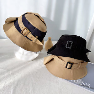 Fisherman Cotton Hat Women's Overalls Wind Bucket Hat Trench Coat Hem