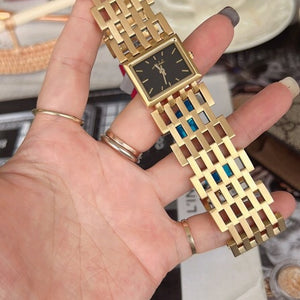 Square Women's Large Dial Fashion Personality Hollow Out Steel Watch