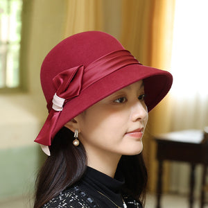 Japanese Black Retro Easy Matching Wool Warm Bucket Hat
