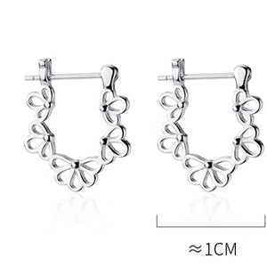 S925 Silver Ear Clip Female Hollow Flower