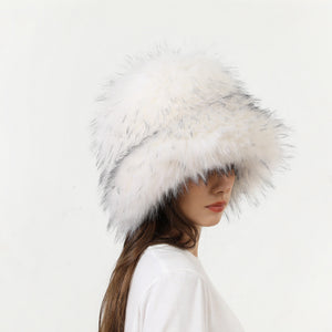 Winter Warm Thickened Faux Fur Straw Hat