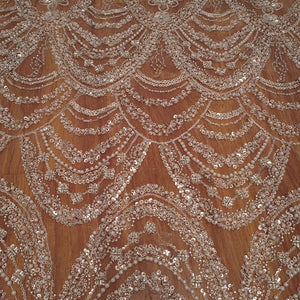 Wave Style Sequin Bead Lace Fabric Wedding Dress