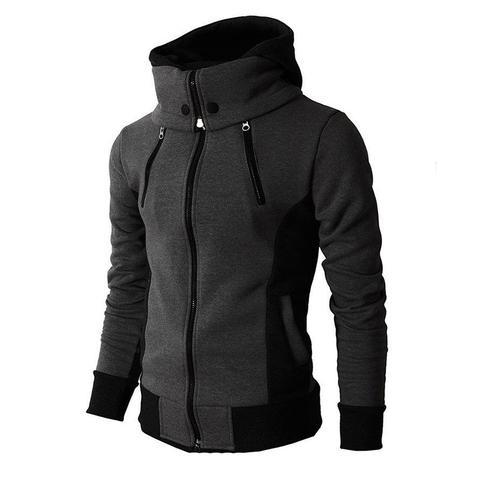 Men's Zip UP Hooded Jacket Two Piece Sports Cardigan Casual Slim Sweatshirt Jacket