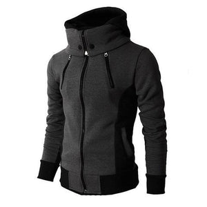 Men's Zip UP Hooded Jacket Two Piece Sports Cardigan Casual Slim Sweatshirt Jacket