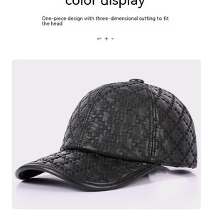 Full-grain Sheepskin Korean Style Small Plaid Hat Men