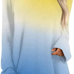 2020 Stylish Loose Round Neck Digital Printed Long-sleeved Top