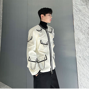 Autumn And Winter Classic Style Temperament Multi-pocket Chain Heavy Industry Coat
