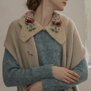 Face Art Handmade Embroidered 3D Hooked Lamb Hair Soft And Versatile French Scarf