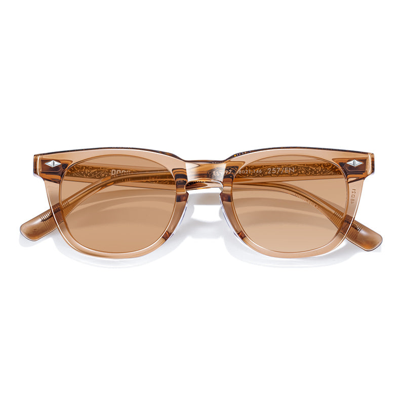 Handmade Vintage Plate Transparent Tea Square Frame Sunglasses