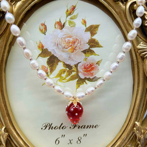 Western Advanced Freshwater Pearl Light Luxury Fruit Strawberry Sweet Temperament Necklace And Earrings Suite