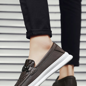 Low-top Casual Tooling Leather Surface Retro Trendy Slip-on Formal Suit Shoes