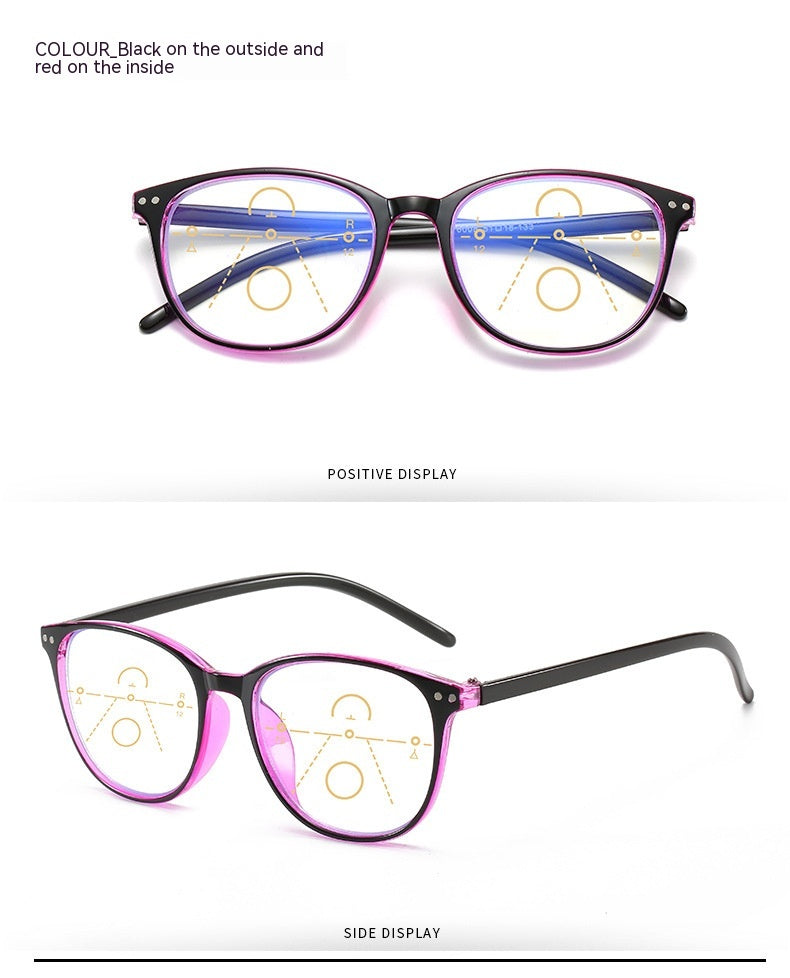New Retro Anti-blue Light Progressive Multi-focus Old Presbyopic Glasses