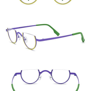 Color Matching Pure Titanium Fashion Plain Glasses Square Semicircle Glasses Frame