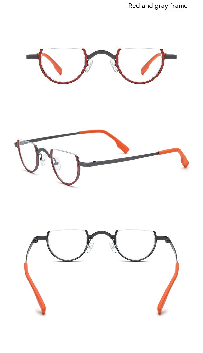 Color Matching Pure Titanium Fashion Plain Glasses Square Semicircle Glasses Frame
