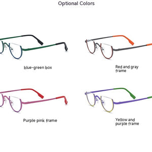 Color Matching Pure Titanium Fashion Plain Glasses Square Semicircle Glasses Frame