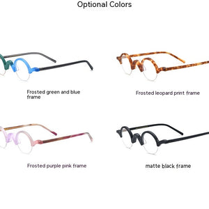 Multicolor Patchwork Round Frosted Plate Glasses Frame