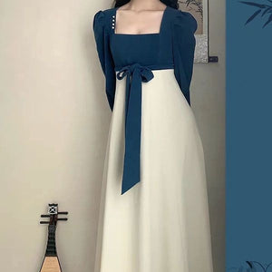 Long Sleeve Square-neck Dress