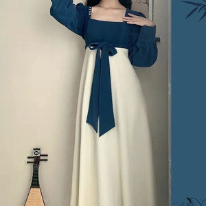 Long Sleeve Square-neck Dress