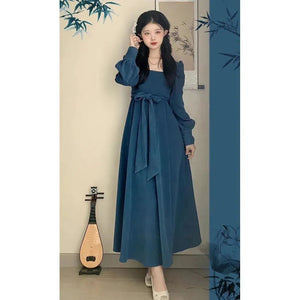 Long Sleeve Square-neck Dress