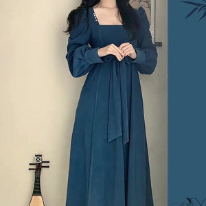 Long Sleeve Square-neck Dress