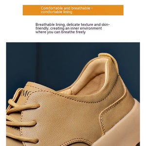 Men's Leather Flat Bottom Casual Sneakers